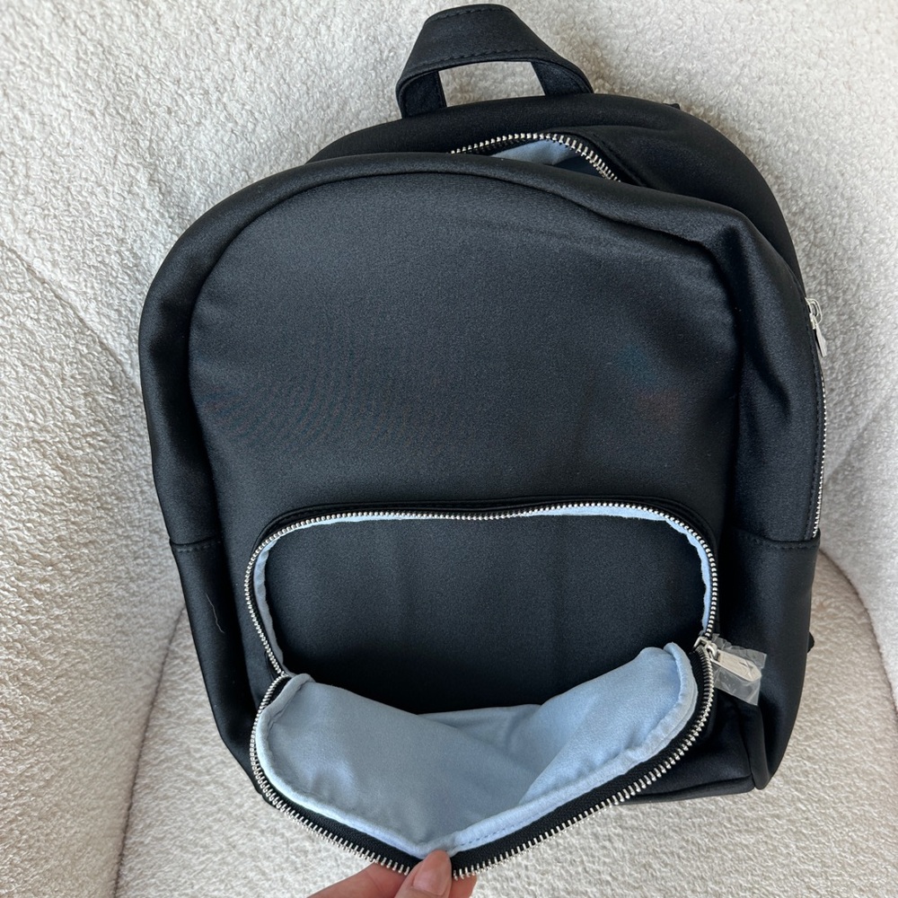 NEW Mugler Black Neoprene Backpack with Silver Tone Accents + Logo - Picture 6 of 15